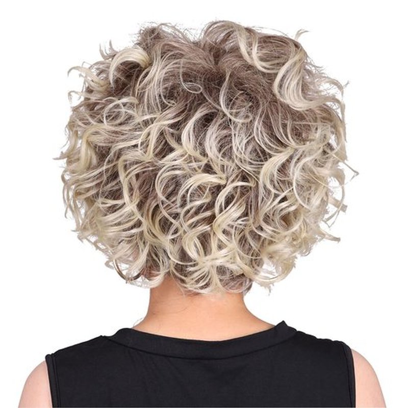 FantaLook Women 80s Cosplay Wig with Accessories (Dark Brown Gradient（Short Wig）)