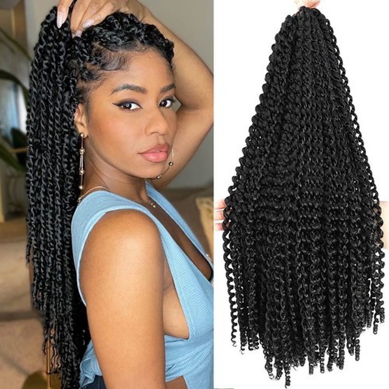 Passion Twist Hair 24 Inch 6 Packs Black Water Wave Braiding Hair for Butterfly Locs Passion Twists Bohemian Hair Extensions (24 Inch 6 Packs,1B#)