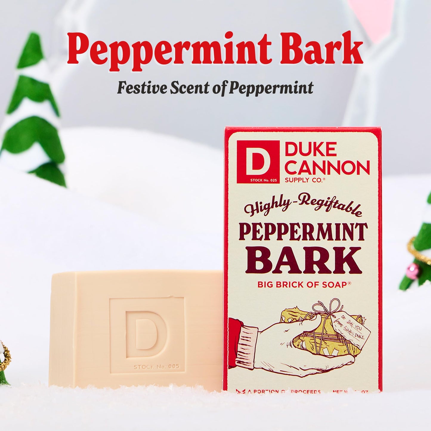 Duke Cannon Supply Co. Big Brick of Soap Bar for Men Holiday Edition - Peppermint Bark Scent, 10 oz. (1 Pack)