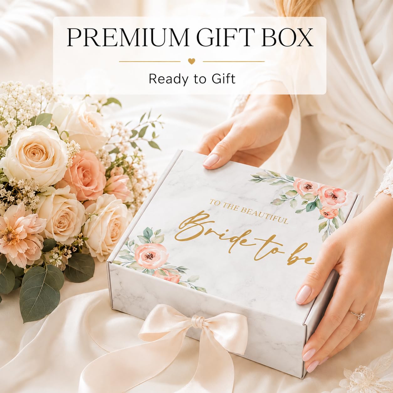PuGez Bride To Be Gifts Box, Bridal Shower Bachelorette, Engagement Wedding Gift For Women, Her, Fiancee, Future Mrs, Newly Just Engaged Basket Ideas for Bachelor Party
