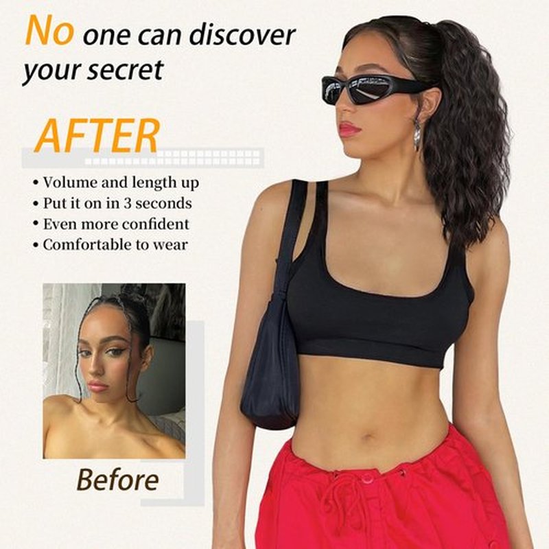 ORSUNCER Claw Clip Ponytail Extension 18" Curly Wavy Pony Tails Hair Extensions Layered Natural Looking Clip on Ponytails for Women Synthetic Hair Extensions (Ombre Black Mix Blonde)