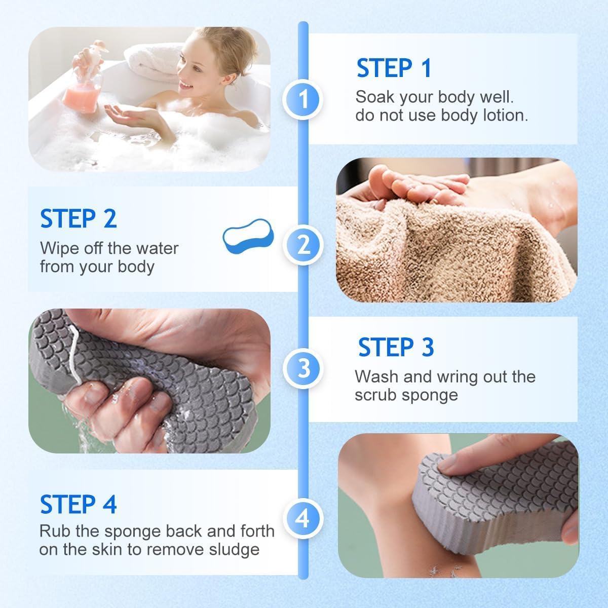 Exfoliating Bath Sponge, 2026 New Super Soft Exfoliating Bath Sponge Set, Exfoliate Body Scrubber Skin Friendly & Reusable for Adults Women and Men (Pink+Blue)