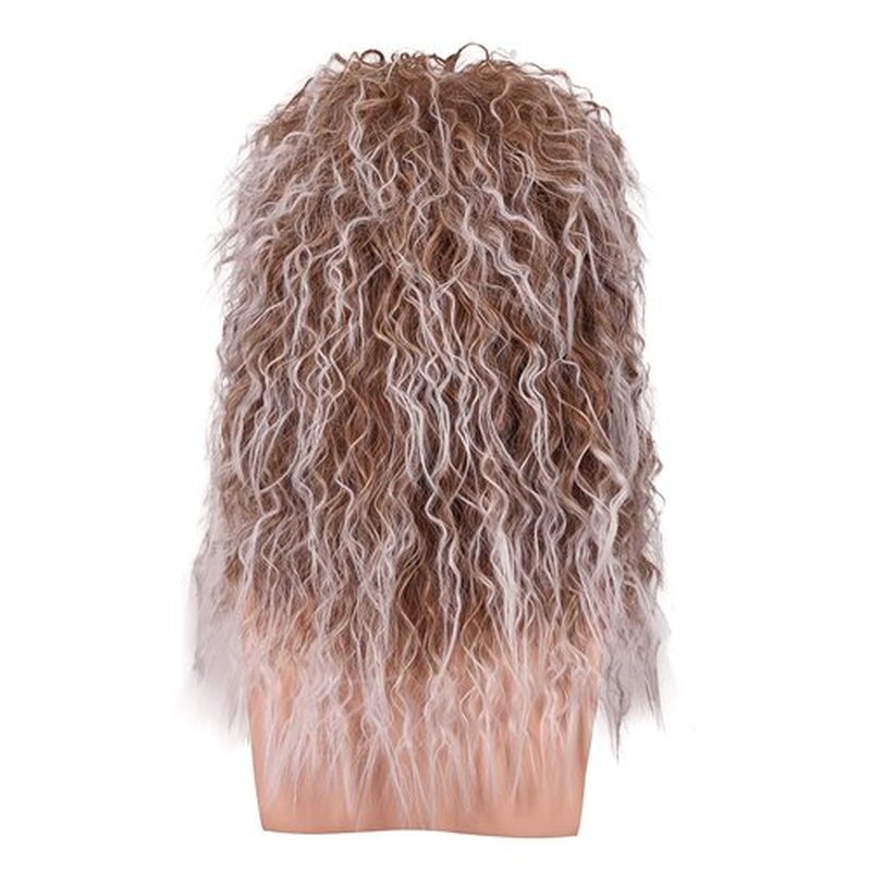 FantaLook 80S Costume Wig with SunGlass for Men Curly Brown with White Cosplay Wig for Halloween
