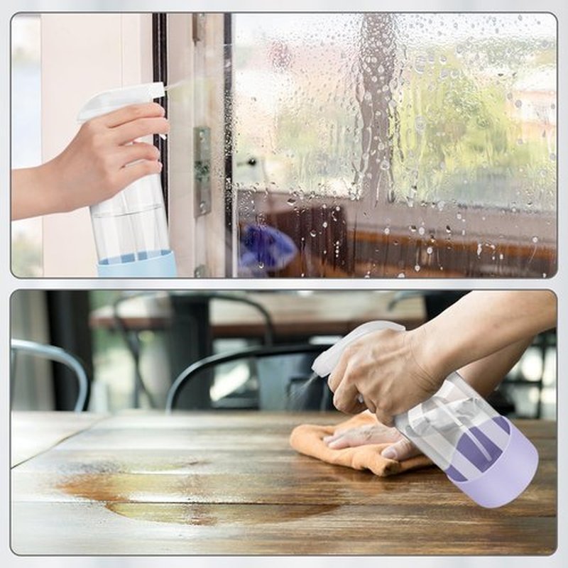 Rionisor Glass Spray Bottles with Silicone Sleeve Protection, Empty 16 oz Refillable Containers, Reusable Spray Bottles with Adjustable Nozzle for Hair, Cleaning Solutions, 3 Pack Pink&Blue&Purple