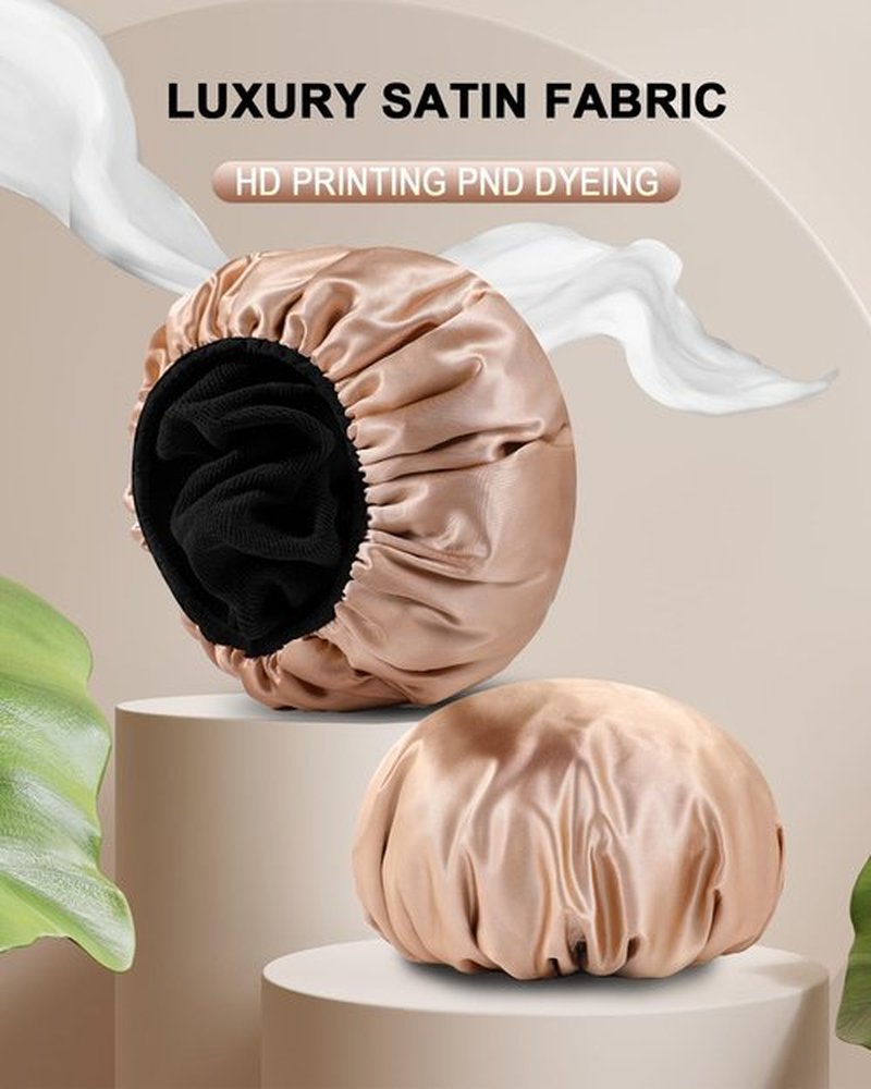 YIZIJIZI Terry Lined Shower Caps, Triple Layer Large Shower Cap for Women, Reusable Shower Caps for Long Thick Hair, Waterproof Washable Soft Bath Shower Caps for Hair Care…