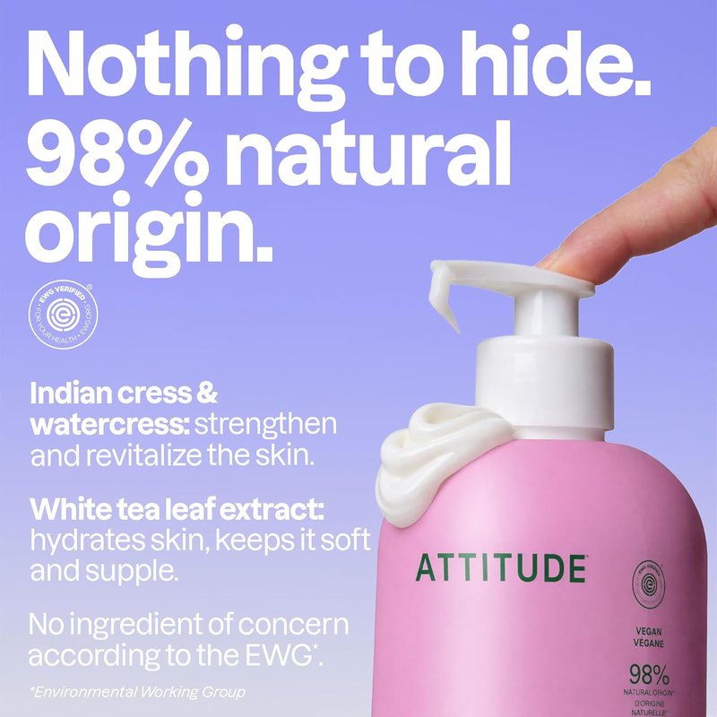 ATTITUDE Body Lotion - EWG Verified Vegan Moisturizer for Dry Skin | Coconut & Wild Berries Scent, 16 Fl Oz