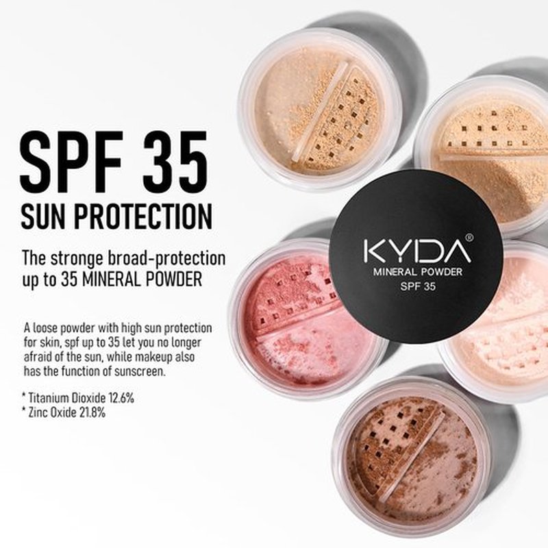 KYDA Mineral Powder Foundation, SPF 35 Lightweight Loose Powder Foundation, Skin-improving Mineral Foundation, Buildable Coverage, Natural Glow Base Makeup, with Foundation Brush, Fair Light