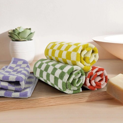 Washcloths 12 Pack Bathroom Face Towels 4 Colors for All Family Members, Soft Cotton Terry Wash Cloths for Showering 13"x13", Checkered