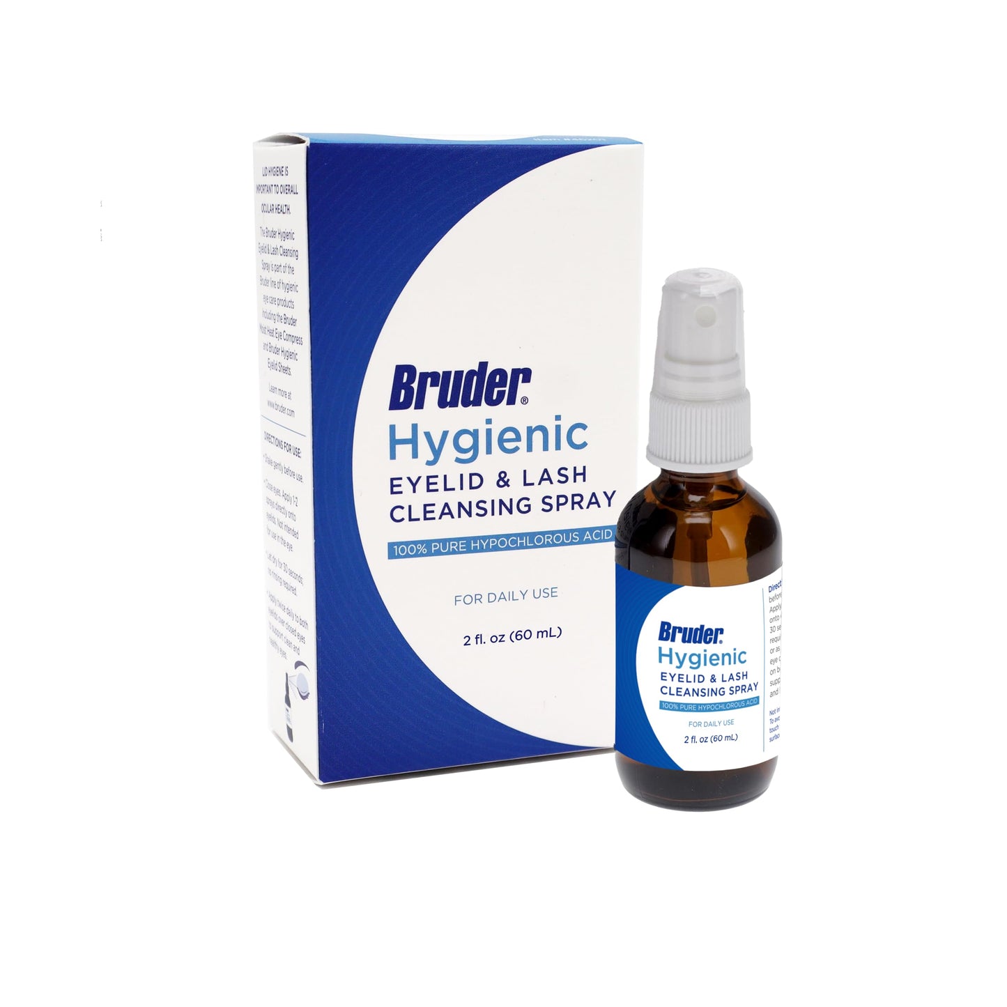 Bruder Hygienic Eyelid Solution Spray - Non-Irritating Pure Hypochlorous in Saline, Calm, Skincare, Daily Use Eyelid and Lash Cleanser, Eye Cleansing Spray (60mL)