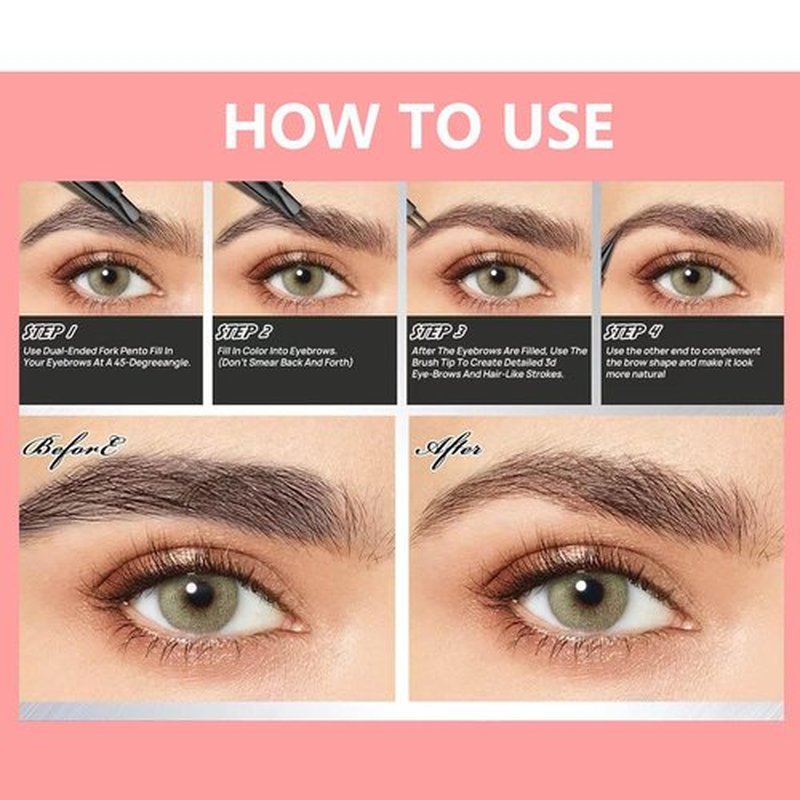 Light Brown Eyebrow Pen Liquid Eyebrow Pencil 2 in 1 Dual-Ended Eye Brow Pencils for Women Waterproof Natural and Precise Brush Tip Create natural hair like eyebrows that last all day # 01