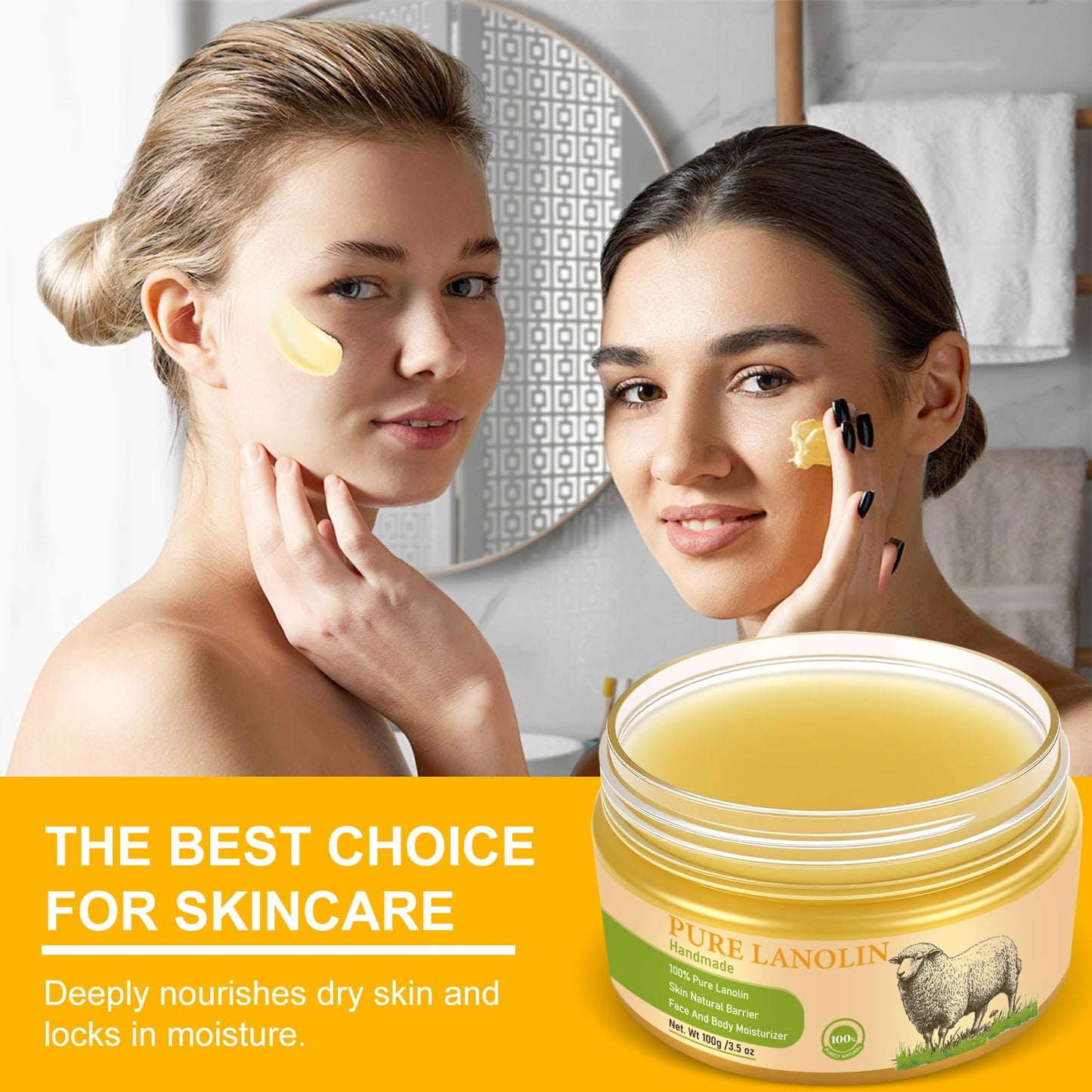 YURHERSU Pure Lanolin Face Balm, Skin Moisturizing Cream, Firming Soothing Improving Skin Creating Protective Film Anti-wrinkle, Daily Moisturizer Face Cream Fights Dry Skin For SkinCare