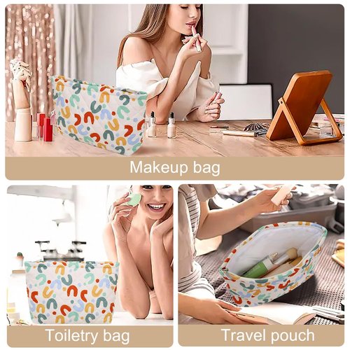 Wudimeitt Cosmetic bag Makeup bag Preppy Cute Corduroy Toiletry bag for women travel essentials (U-pattern)
