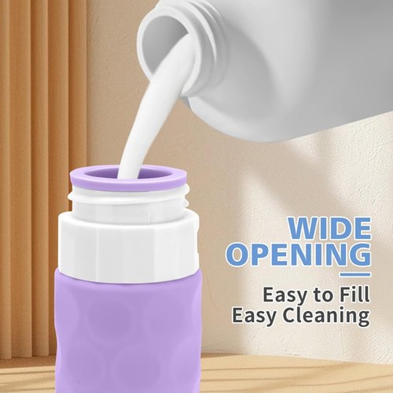 Silevoler Travel Bottles for Toiletries, 4pcs Tsa Approved 3oz Travel Size Containers, BPA Free Leak Proof Premium Silicone Travel Bottles, Refillable Liquid Travel Accessories W/Toiletry Bag(Purple)