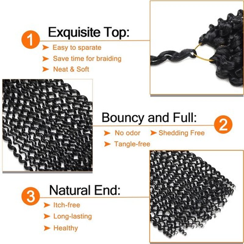 Passion Twist Hair 24 Inch 6 Packs Black Water Wave Braiding Hair for Butterfly Locs Passion Twists Bohemian Hair Extensions (24 Inch 6 Packs,1B#)