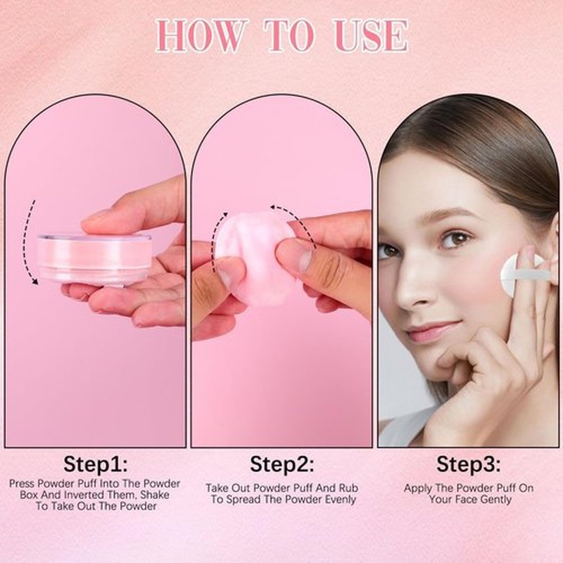 AlluraBeauty Blurring Powder,Blurring Setting Powder,Beauty Blurring Powder, Pink Setting Powder Makeup Waterproof,Pink Powder Loose Setting for All Skin Tones (Pink, A)