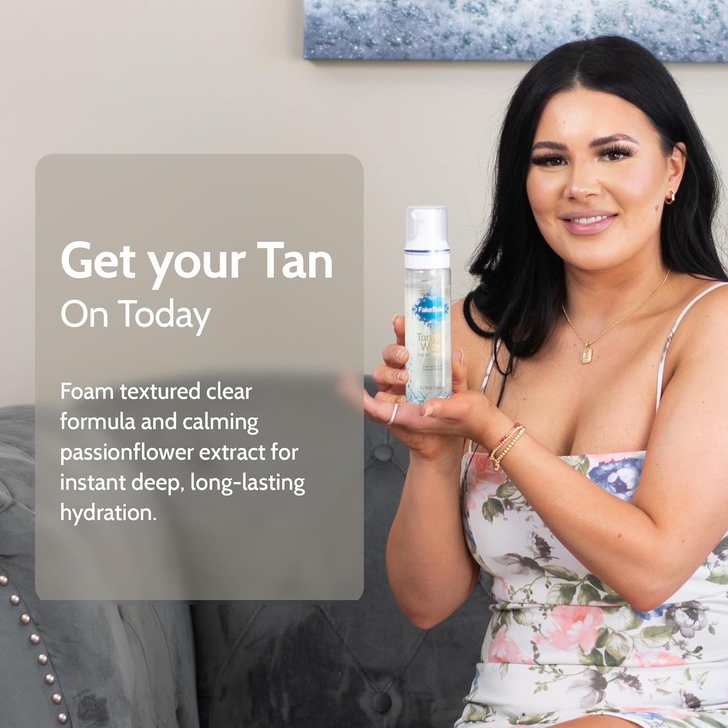 Fake Bake Foam Tanning Water Self Tanner Instant Glow with Hydrating Passion Flower Rejuvenation - Natural Looking Sunless Bronzing for Women & Men - 6.7 oz