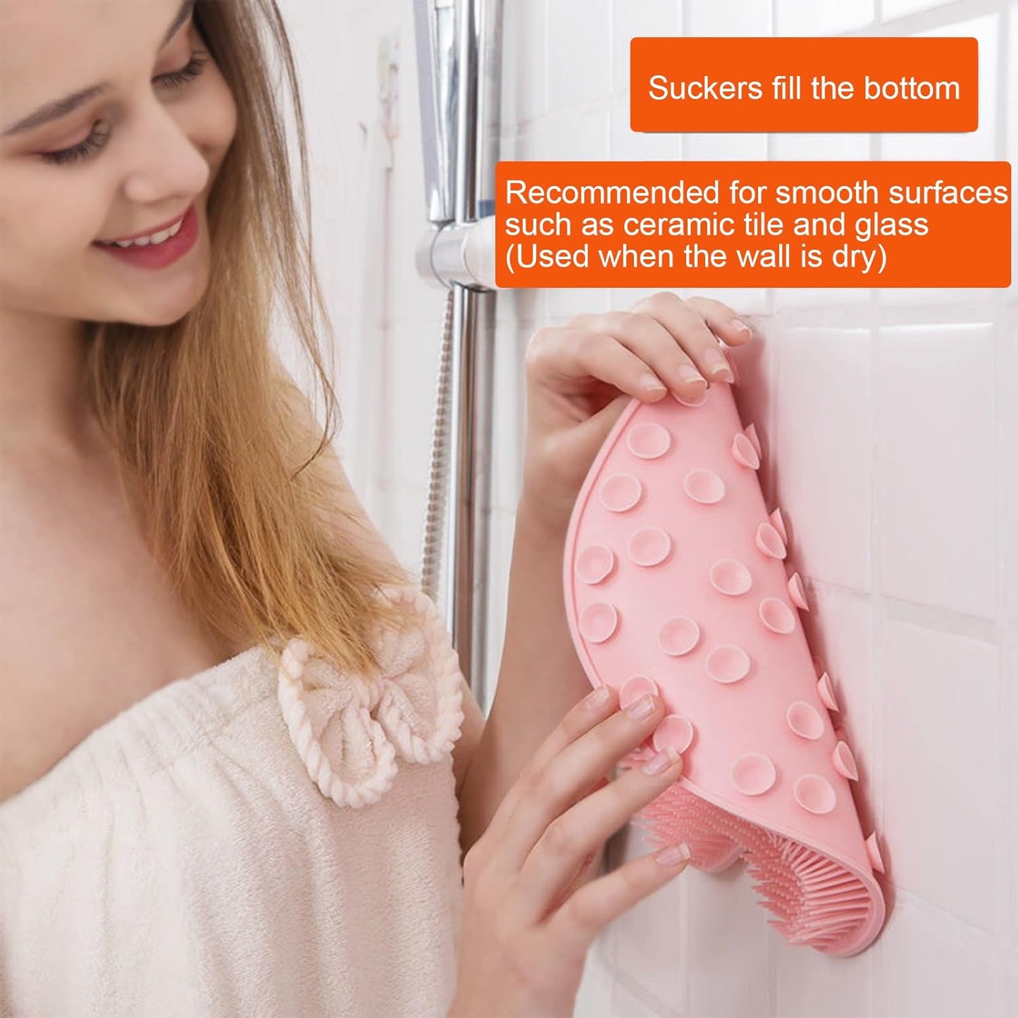 VOPHIA Shower Back & Foot Scrubber - Wall Mounted Silicone Bath Massage Brush | 2 Pack Pink & Blue