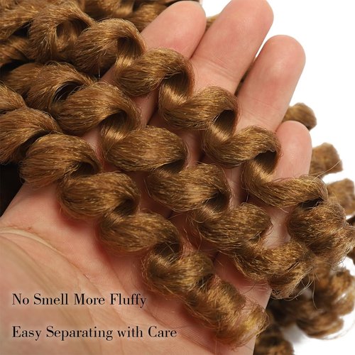 Wand Curl Crochet Braids Hair 8 Inch Jamaican Wand Curl Ombre Crochet Hair Jamaican Bounce Crochet Hair Colored Crochet Braids Ringlet Twist Hair Extension Crochet Hair(5PCS,27#)