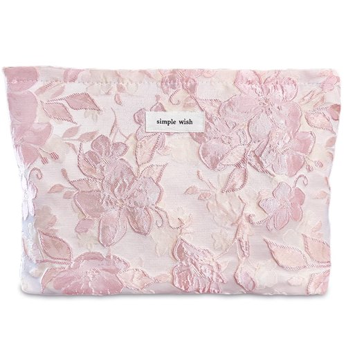 STARDW Flower Cosmetic Bags Makeup Bags for Women and Girls,Travel Makeup Bag Large Capacity Canvas Makeup Bag,Makeup Organizer Bag Zipper Pouch (Embossed pink)