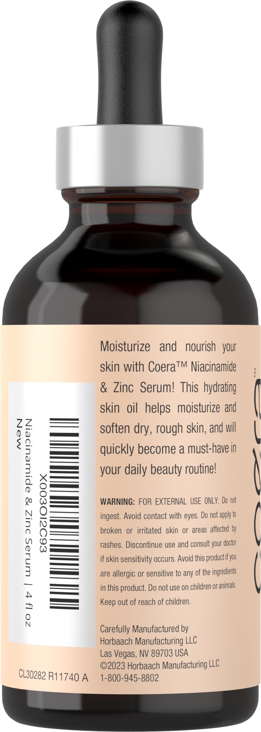 Coera Niacinamide Serum with Zinc | 4 fl oz | Moisturizer for Face and Skin