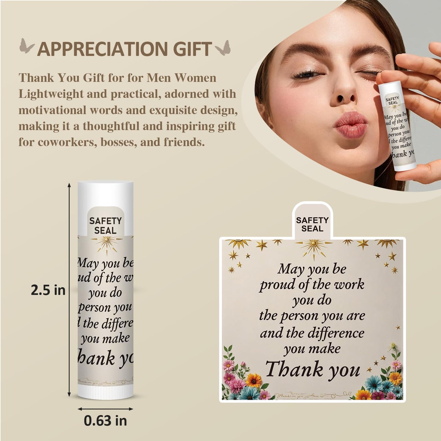Lip Balm 60 Pack Employee Appreciation Gifts Bulk Thank You Gifts for Volunteer Staff Custodian Coworkers Pastor Appreciation Gift for Woman Man