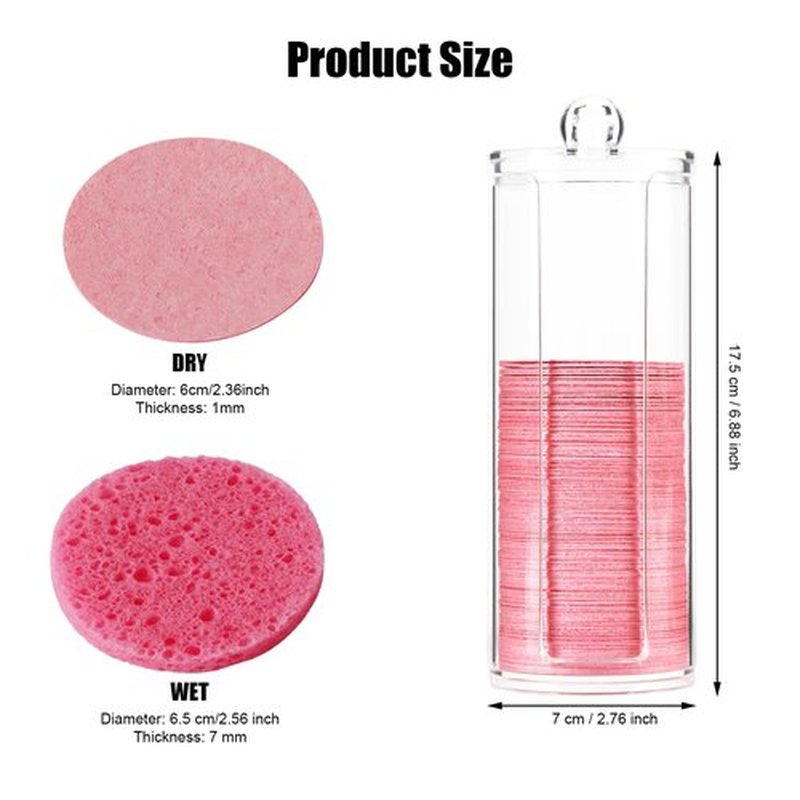 120-Count Compressed Natural Facial Sponges for Face Cleansing, Reusable Cosmetic Sponge, Used for Exfoliating and Makeup Removal With Clear Plastic Storage Jar