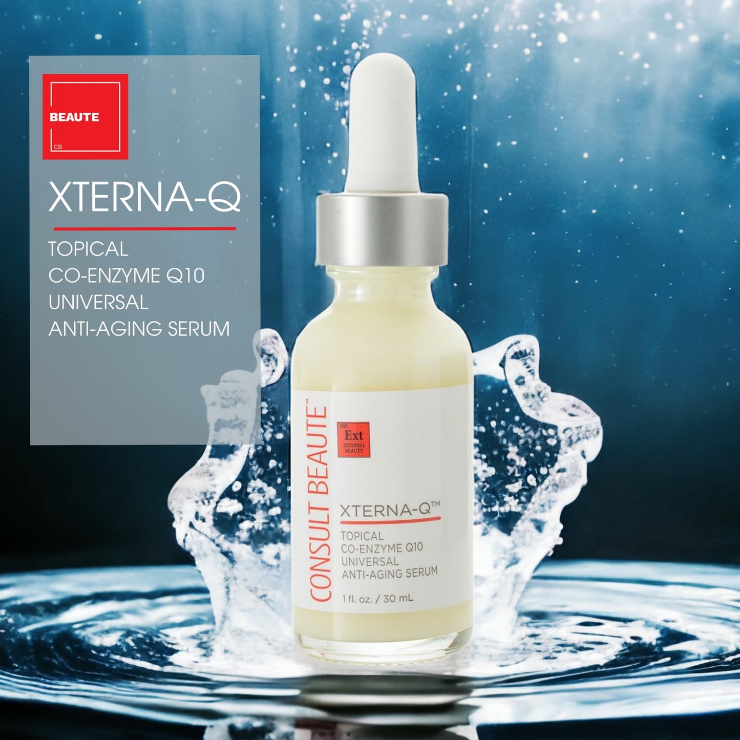 Consult Beaute XTERNA-Q COEnzyme Q10 Anti-Aging Serum for Face and Neck, Smoothing CoQ10 Peptides, Bergamot Fruit Oil, Antioxidant Skin Care 1 Fl. Oz.