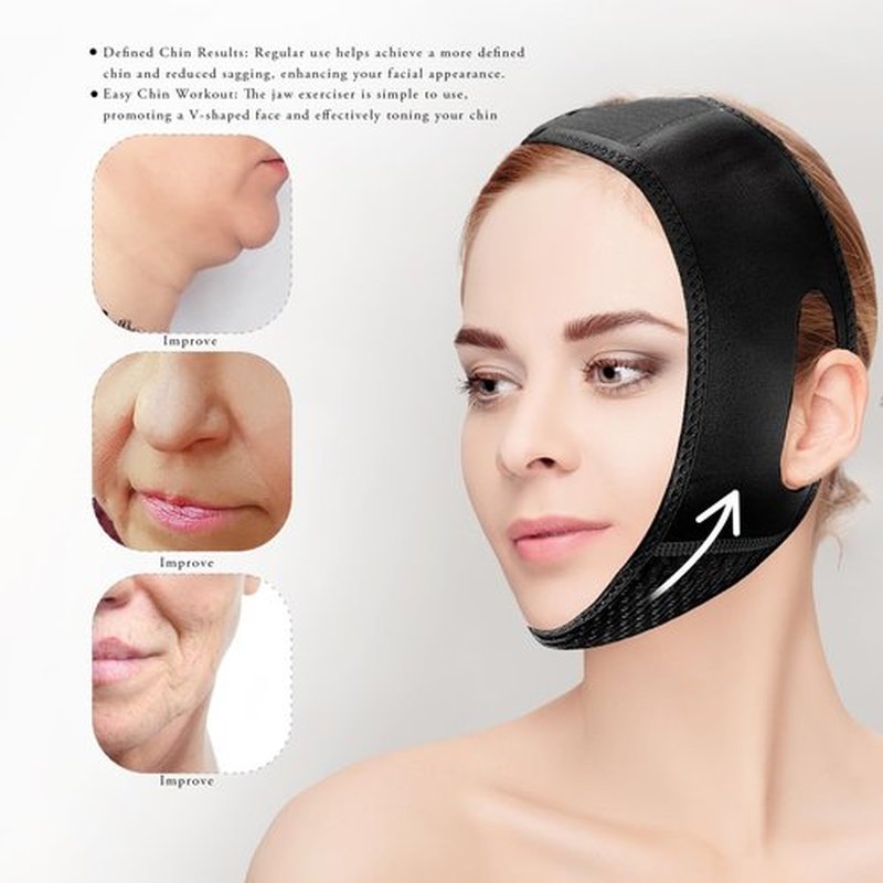 Buyongwant 2 Pack V Line Lifting Mask V Shaped Face Chin Strap for Sleeping,Sagging,Jaw Exerciser (Black)