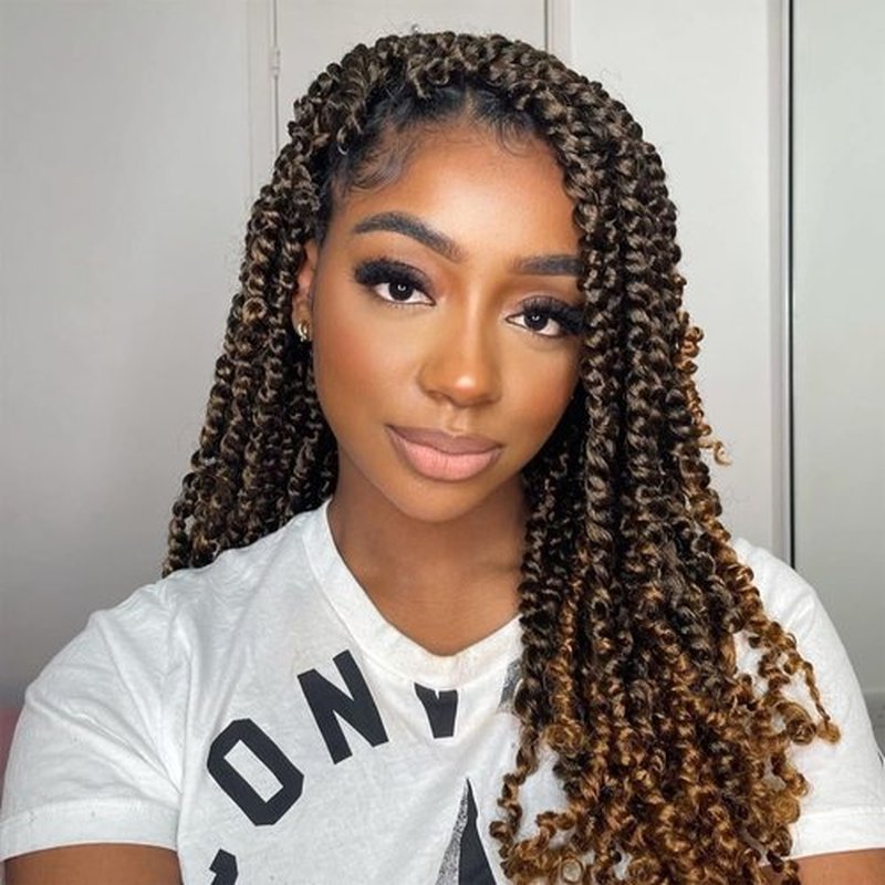 Marley Twist Braiding Hair 16 Inch Pre-Separated Springy Afro Twist Hair Extension 8 packs Afro Twist Crochet Hair Braids Spring Twist for Black Women(16 Inch, T1B/30#)
