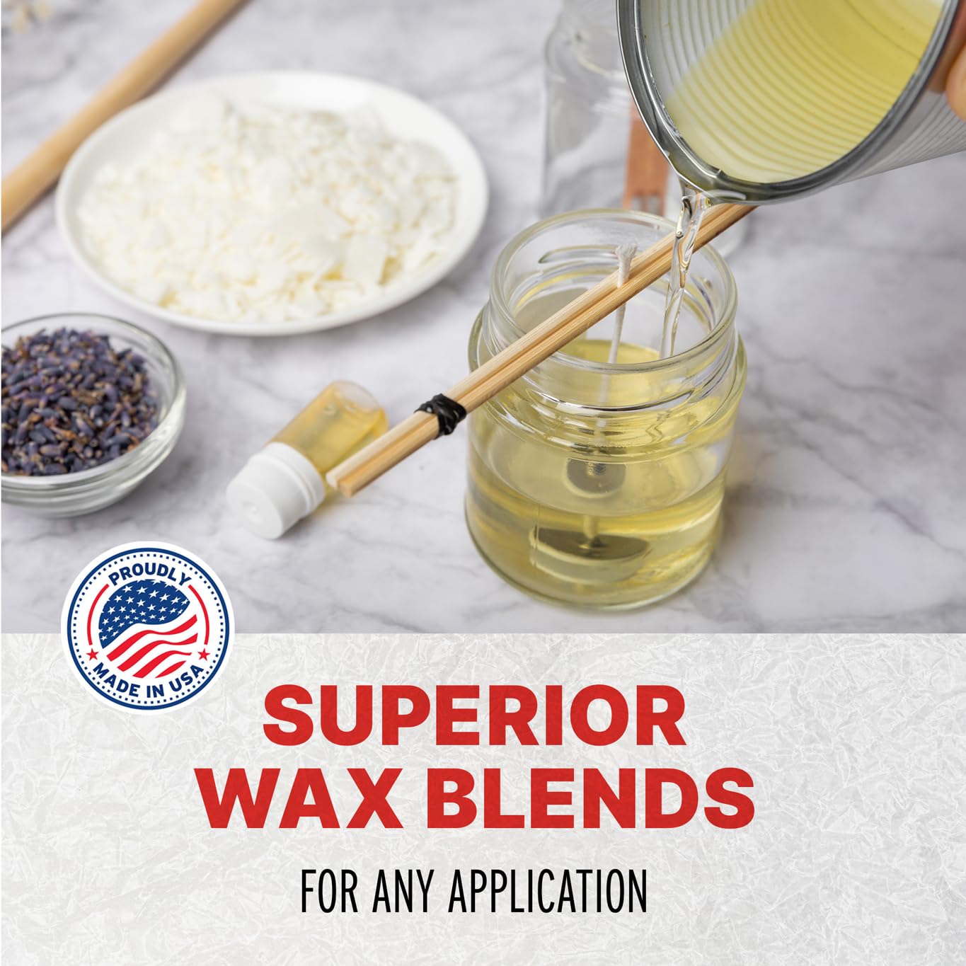 Blended Waxes, Inc. Soy Paraffin Blend Bulk Wax for Candle Making, Single Pour, Easy to Use Pastilles, Odorless & Premium Mix of Paraffin & Soy Wax 10 lbs, White