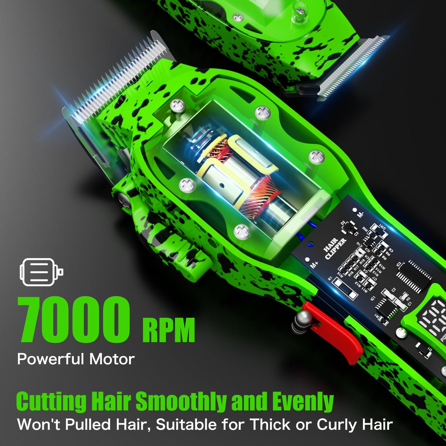 Tuanchuanrp Professional Hair Clippers for Men, Cordless Barber Clippers for Hair Cutting & Grooming, LED Display Hair Clippers and Trimmer Set for Barber Haircut with 8 Fade Taper Combs
