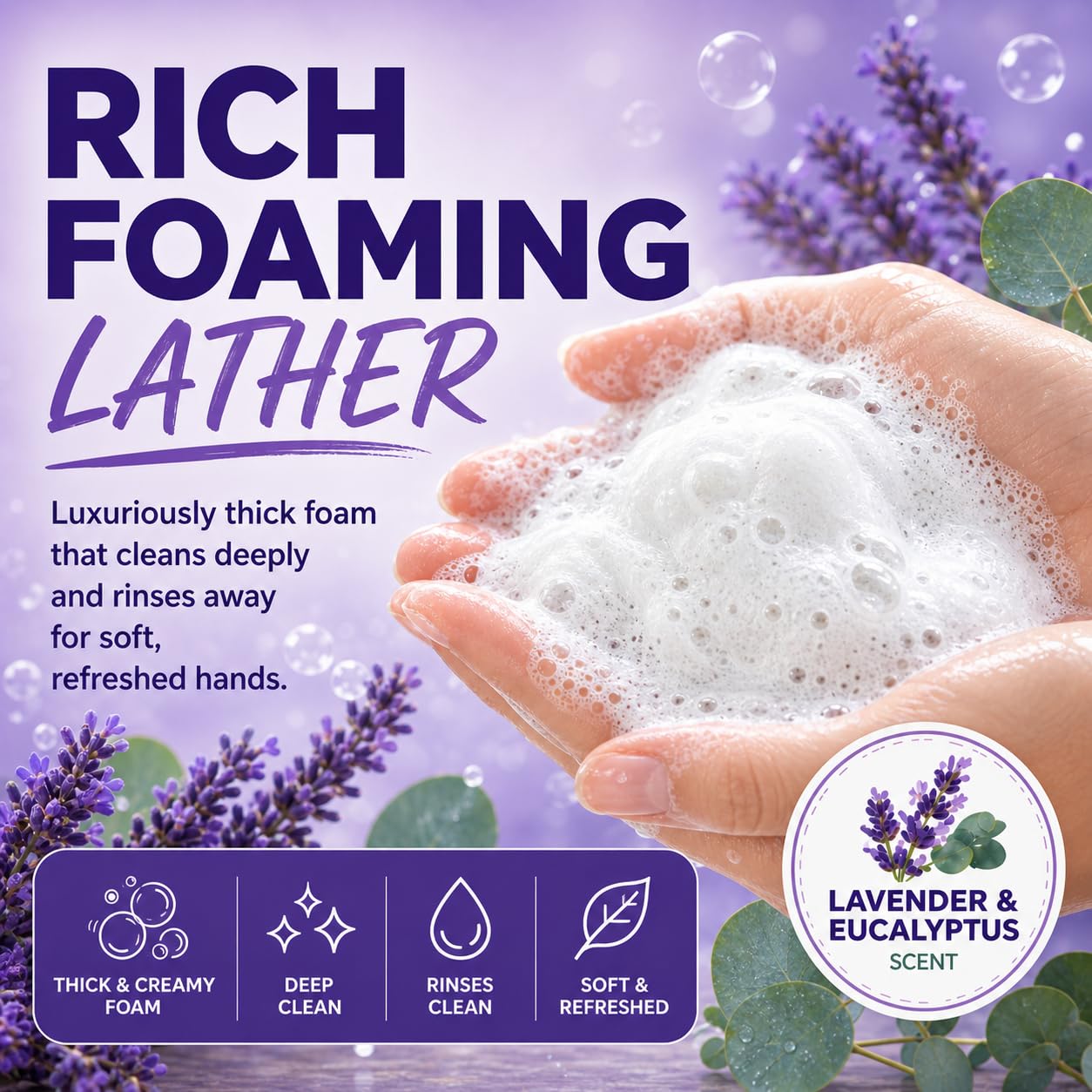Sani Wash Foaming Hand Soap Refill – 1 Gallon (128 oz) | Professional Janitorial & Commercial Foam Hand Wash, Moisturizing, Non-Irritating, Biodegradable (128 Fl Oz (Pack of 1), Lavender & Eucalyptus)
