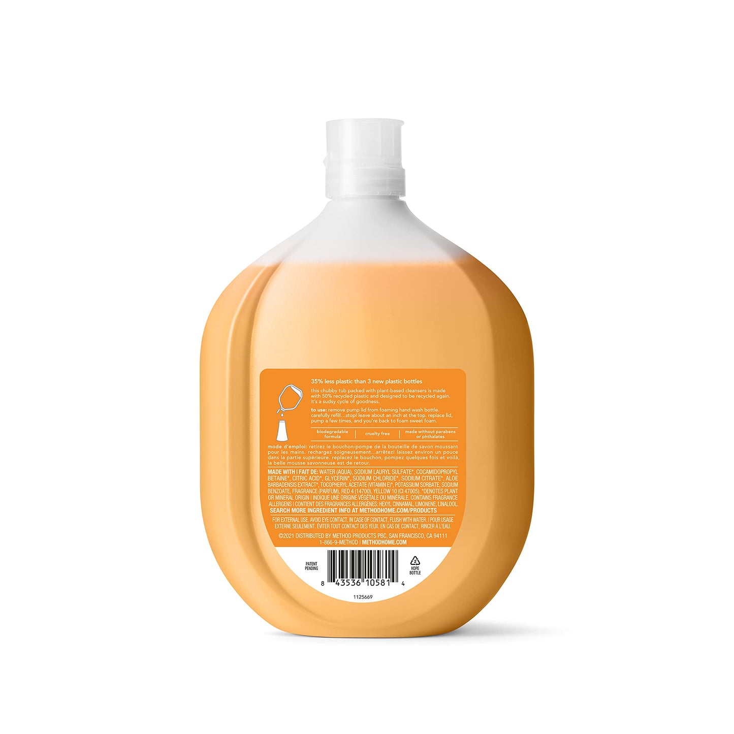 Method Foaming Hand Soap, Refill, Orange Ginger, 28 Ounce, 1 pack