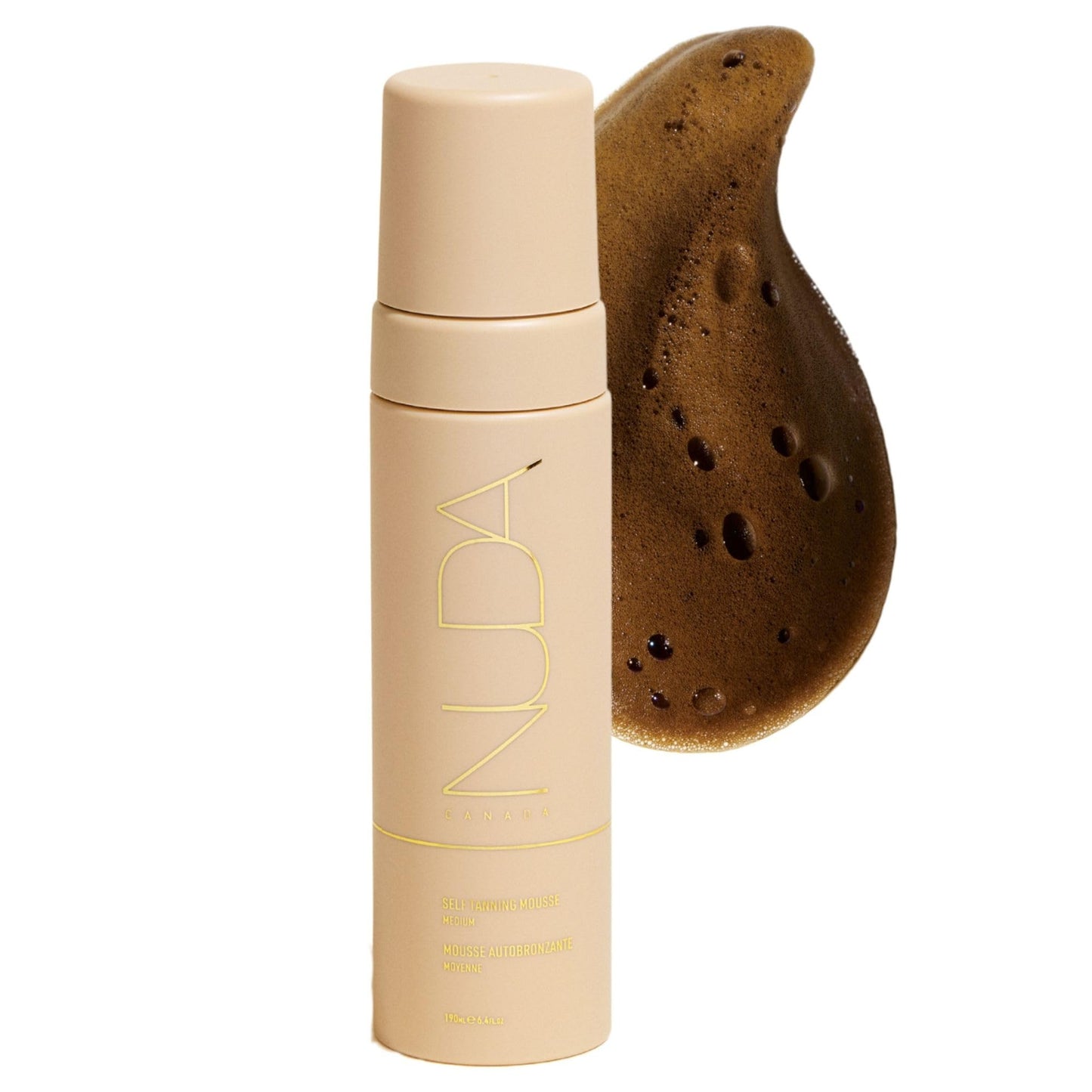 Nuda BronzeFoam Self Tanning Mousse | Lightweight, Fast-Drying & Streak-Free Sunless Tanner | Made with Niacinamide,Bakuchiol,Orchid Stem Cells,Panthenol & Ceramides | Easy to Apply (Medium,6.5 Fl Oz)