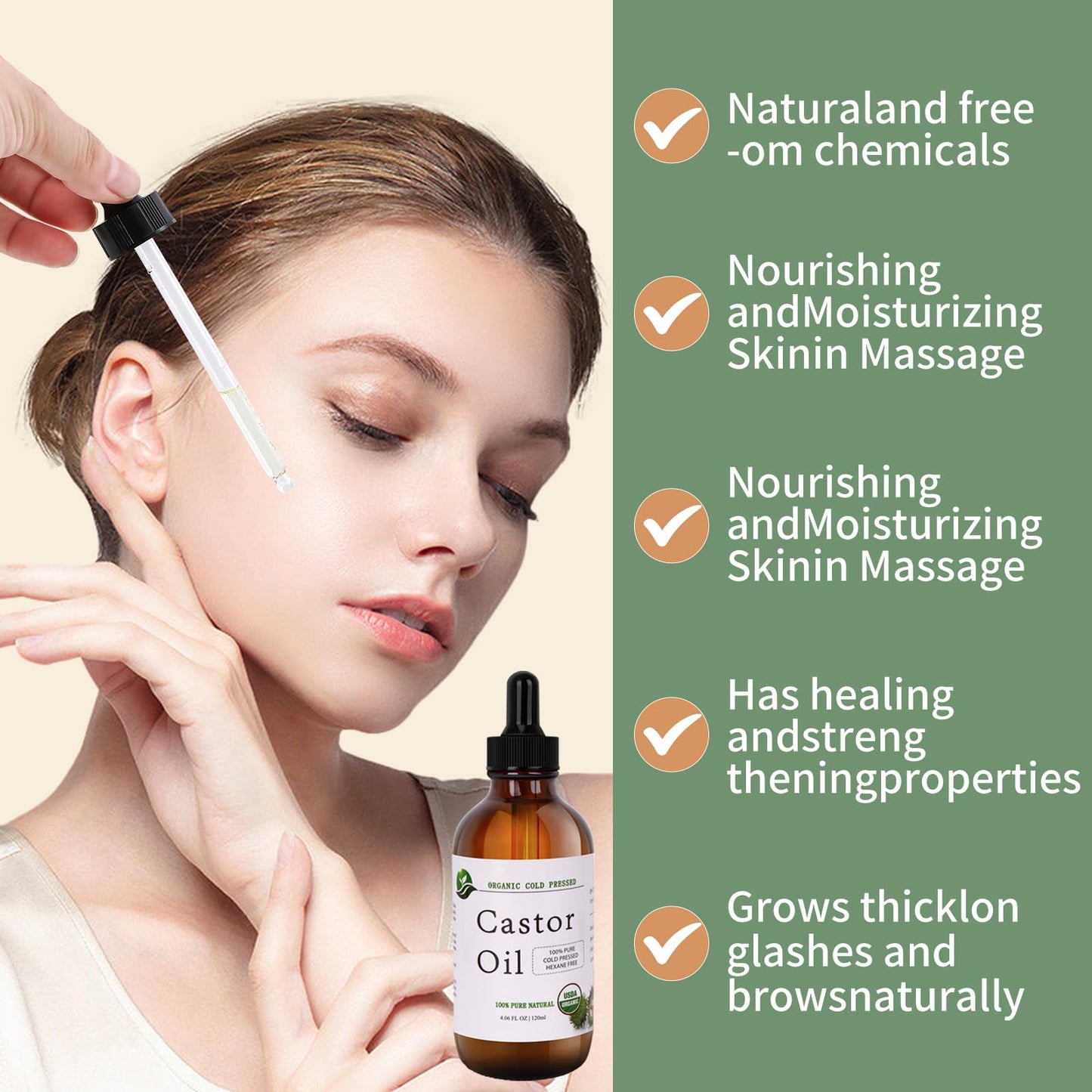 MAYLINK Castor Oil-Castor Oil Organic Cold Pressed Unrefined Glass Bottle-Organic USDA Certified100% Pure Castor Oil,Hexane Free,Organic Castor Oil for Face,Hair Growth,Eyelashes,Caster