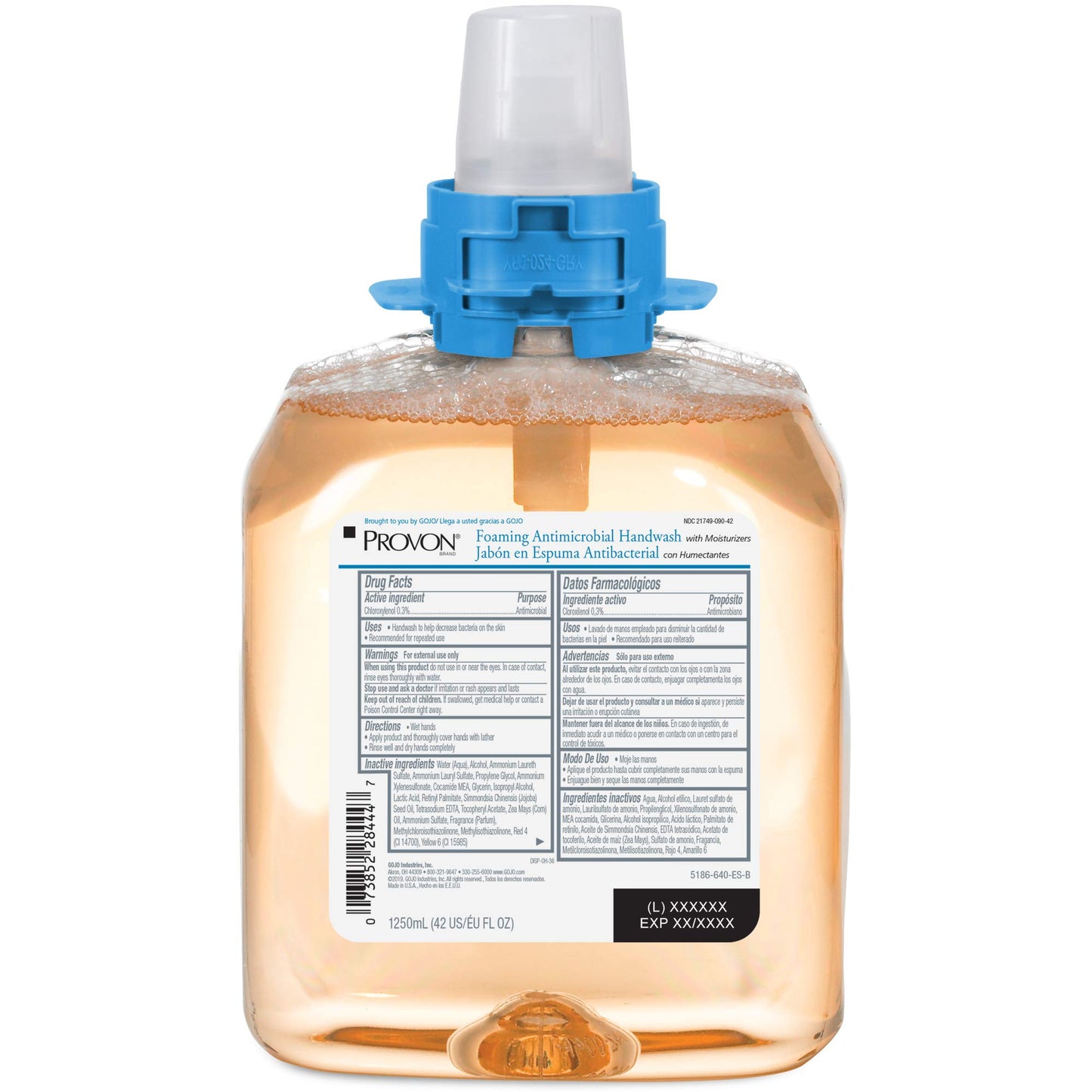 Provon Foaming Antimicrobial Handwash, Moisturizers, Light Fruit Fragrance, 1250 mL Refill for FMX-12 Push-Style Dispenser, Pack of 4