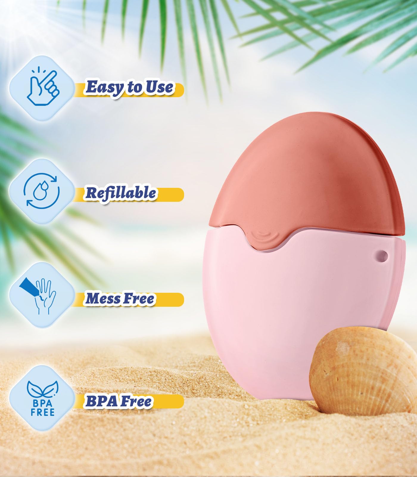 KYHDIYA Sunscreen Applicator - Refillable Roll on Sponge Sunscreen, Suncream & Lotion Applicator For Kids, Adults & Families - Travel Size Essentials for Vacation and Summer Beach