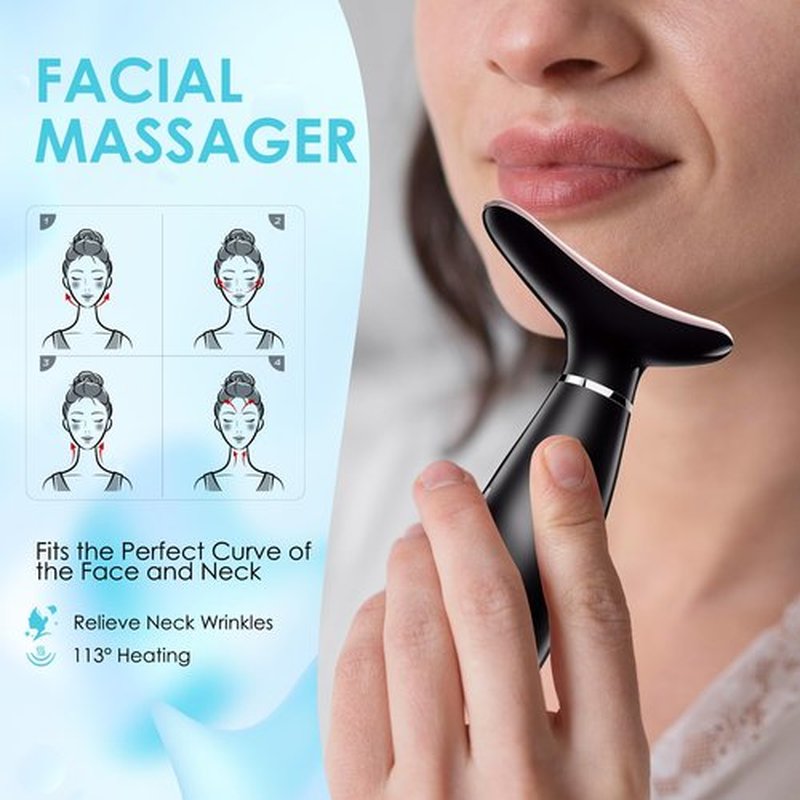 Anti 𝖶rinkles Facial Massager Red-Light-Therapy-for-Face and Neck, Face 𝖲 culpting Tool with 7 Color, at-Home Face Tool for Skin Care (Black)