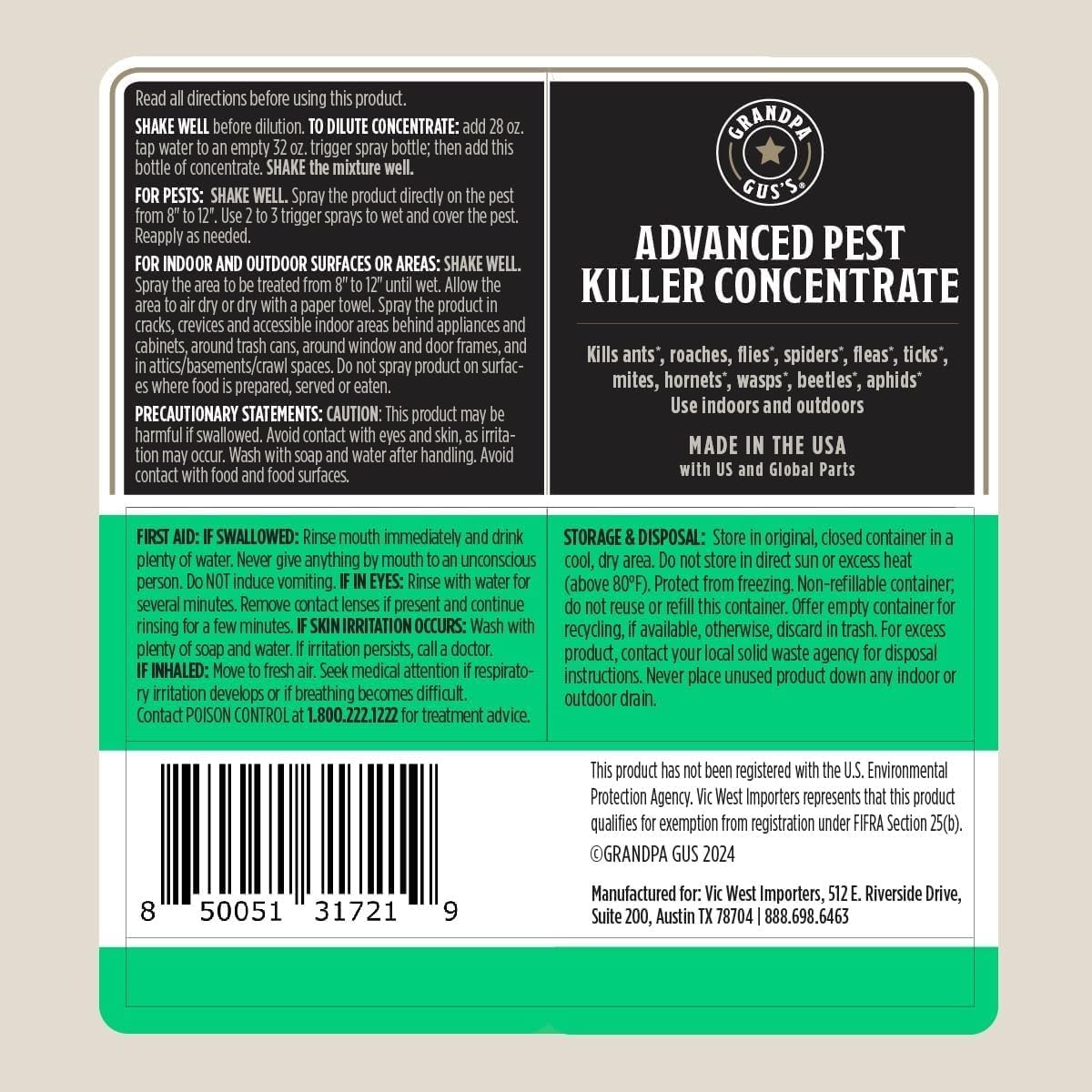 Advanced Pest Killer Bug Spray - Indoor & Outdoor Solution for Ants, Roaches, Spiders & More | Kid & Pet Safe, 16 fl oz