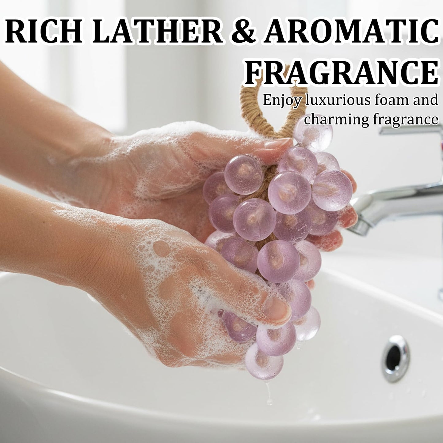 CZFSWT Grape Soap on A Rope, Soap on A Rope for Women, Portable Decorative Soaps for Bathroom Suitable for Personal Care Time