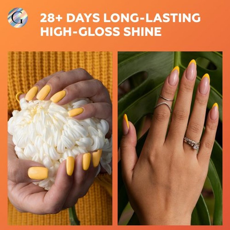 GLOSS HEMA Free Gel Polish Set | 6 Pcs Yellow Gel Nail Polish with Red, Yellow, Canary, Orange, Light Yellow & Light Orange Colors, Soak off UV LED Gel Polish, Manicure at Home Nail Art Gel