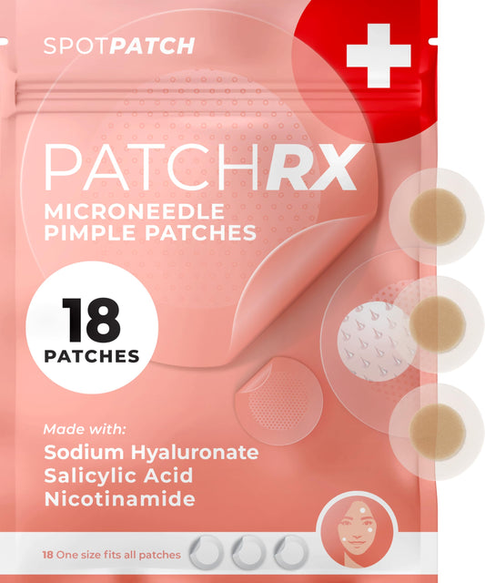 PatchRx Micro Needle Pimple Patch (18 Pack) - Hydrocolloid Micropoint Pimple Patch For Acne & Pimples, Microdart Patch, Micro Dart Pimple Patches