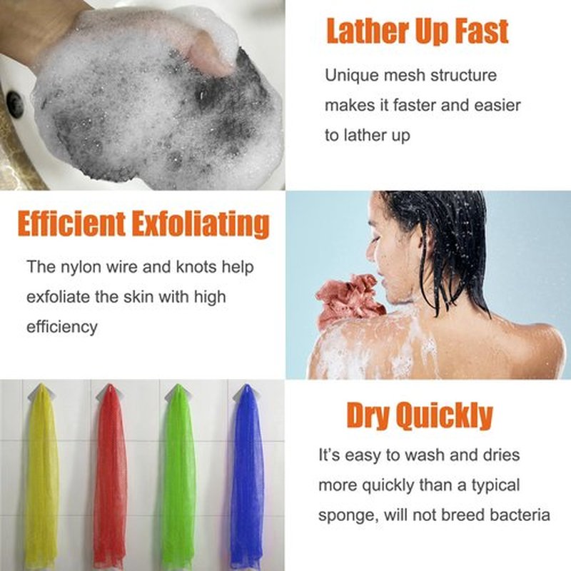 Unifab African Net Sponge Authentic Real African Exfoliating Net Bath Sponge Wash Cloth Exfoliating Washcloth African Net Cloth Body Scrubber for Shower Black