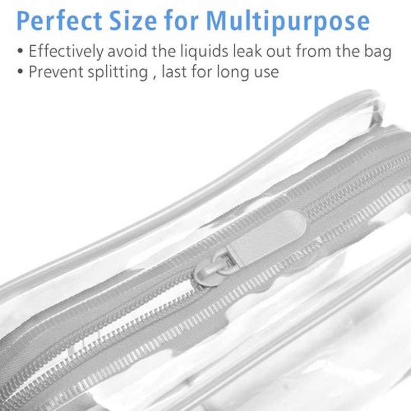 PACKISM Clear Makeup Bags, 2 Pack Quart Size Travel Bag TSA Approved Clear Travel Bags for Toiletries, Clear Cosmetic Bags Carry on Clear Toilety Bag TSA Approved Toiletry Bags, Grey