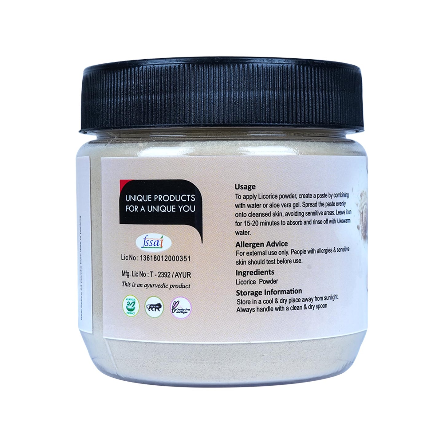 Mirintz Licorice Powder -100g| For Hair and Skin | Pack of 1, Normal