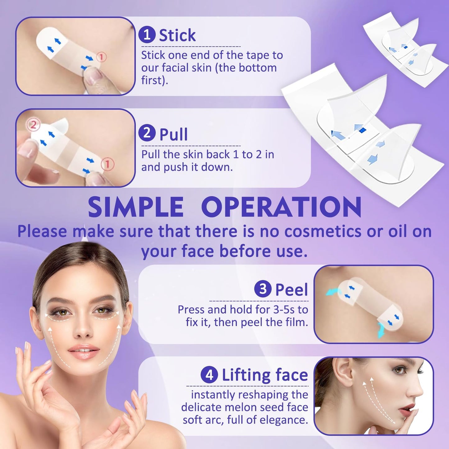 NBF Face Lift Tape, 120PCS Face Tape Lifting Invisible-XXL-120ZZ