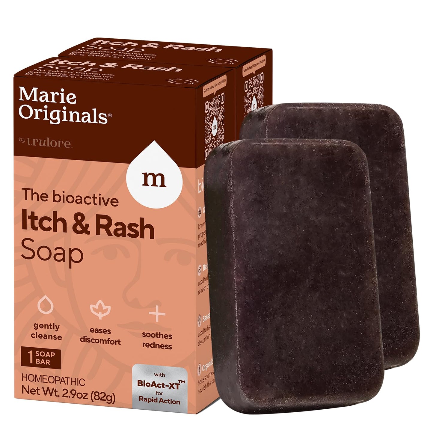 Marie Originals Itch Relief Soap Body Wash Bar - All Natural Instant Relief from Insect Bites, Chicken Pox, Chiggers and Other Skin Irritations ie. Anti- Itch Calming Soap (2 Pack)