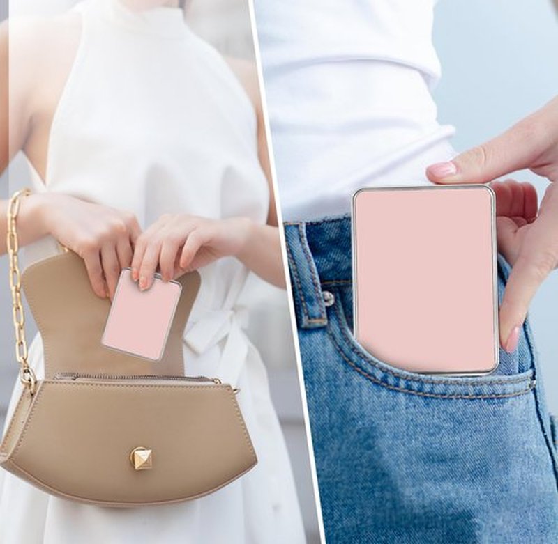 dcdcee Pocket Mirror, Small Travel Mirror with Magnification, Portable Double-Sided Magnifying Cosmetic Mirror for Daily (Pink)