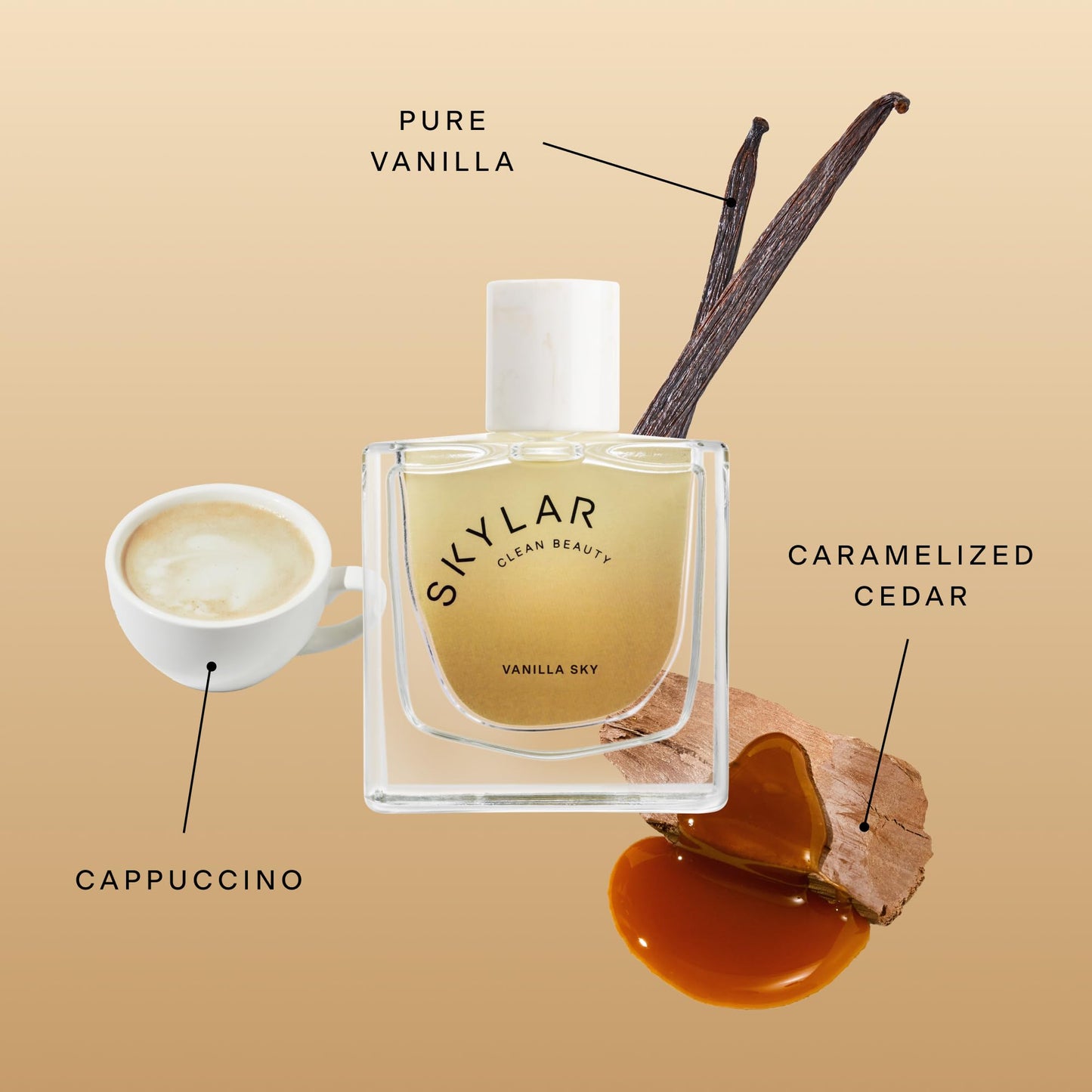 Skylar Vanilla Sky Eau de Parfum for Women - Warm Vanilla Perfume, Cappuccino, Cinnamon & Cedar Notes - Hypoallergenic, Vegan, Clean Fragrance for Sensitive Skin - 50mL / 1.7 Fl oz