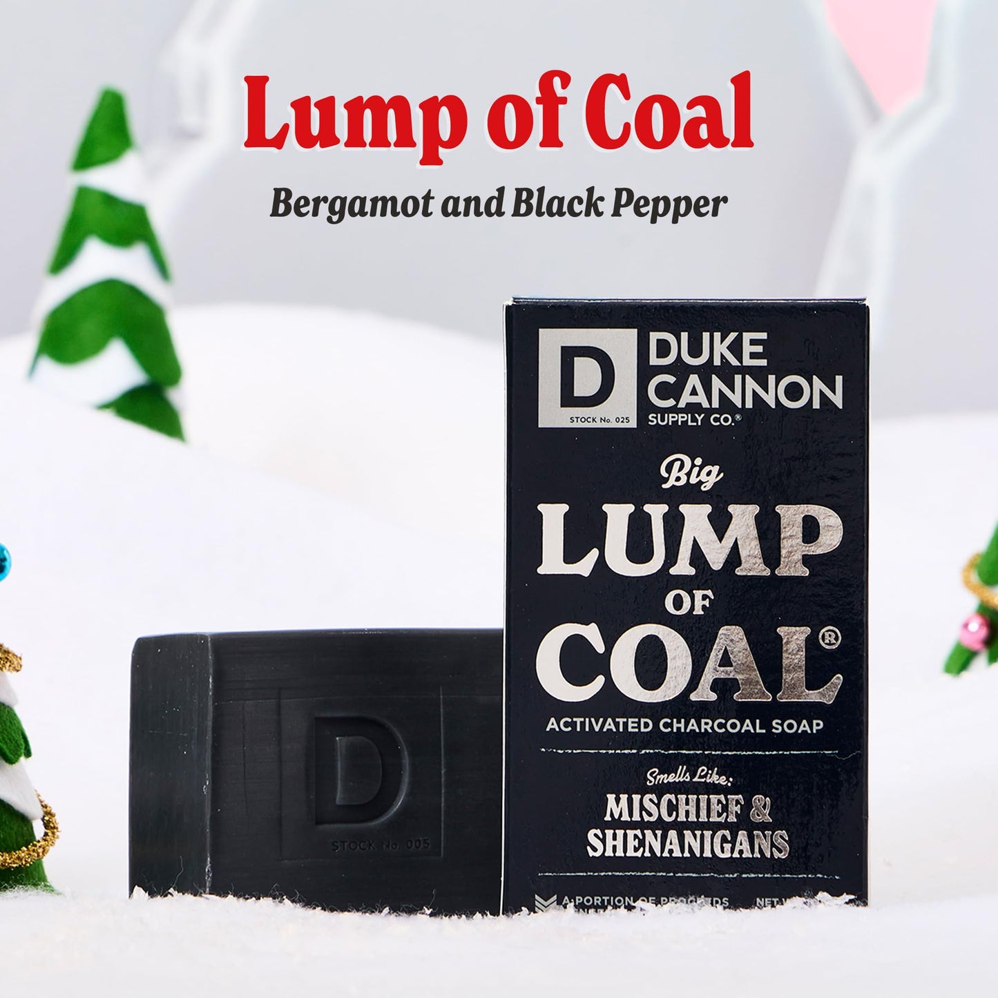 Duke Cannon Supply Co. Big Brick of Soap Bar for Men Holiday Edition - Lump of Coal (Bergamot & Black Pepper Scent), 10 oz. (2 Pack)